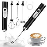 TIDEVAN 3 en 1 Espumador de Leche Batidora de Leche Espuma USB Recargable Batidora de Leche con 3 Varillas, Regulable en 3 Velocidades, Batidora de Leche Portátil para Huevos, Café, Lattes, Capuchino