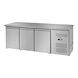 Royal Catering Mesa Refrigerada RCLK-S339 (339 L, Superficie de trabajo de acero inoxidable, compresor 258 W Zanussi, 3 puertas, R600a)