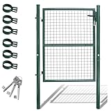Daromigo Puerta de jardín, 125 x 100 cm, resistente, de metal galvanizado, incluye asa, cerradura y 3 llaves, puerta de jardín, color verde