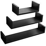 WOLTU Juego de 3 Moderno Estantes de Pared Estantería Baldas Pared CD DVD Estante para Libro Salón Comedor Negro RG9239sz