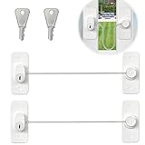 Oruiiju Juego de 2 Candados de Seguridad para Bebés, Cerraduras para Puertas de Nevera y Congeladores con Llave, Restricción de Ventana con Cable de Bloqueo, Blanco
