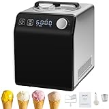 VEVOR Máquina Automática para Hacer Helados 2L Heladera Eléctrica Profesional 180W Máquina para Hacer Helados Pantalla LCD Preparación Rápida sin Precongelación para Hacer Sorbete Yogur Helado, Negro