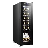 Cecotec Vinoteca Libre Instalación Bolero GrandSommelier 1250 CoolCrystal. Nevera para vinos con capacidad para 12 botellas, temperatura ajustable de 8-18ºC, LED y estantes de madera.