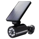 Maclean Cámara Solar Simulada con Sensor de Movimiento y Luz LED, Cámara de Vigilancia IP Simulada con Lente, IP44, Uso en Exteriores, 220lm, 6500 K, Energía Solar, LED Rojo Intermitente