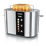 Tostadora de 2 Ranuras Largas para 2 Rebanadas, 800 W, Visualización en color de los niveles de tostado, Pantalla con indicador de tiempo restante, Botones Táctiles, Niveles de tostado del 1 al 6