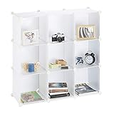 Relaxdays Estantería Modular con 9 Compartimentos, Blanco, 32x95.5x95.5 cm
