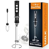FoodVille MF02 Espumador de Leche Eléctrico - Milk Frother Recargable con Varillas de Acero Inoxidable - Espumador de Leche USB para Cappuccino, Café Bulletproof, Batidos de Proteína en Polvo, Matcha