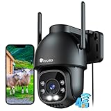 Ctronics 3G/4G LTE Camara Vigilancia Exterior con Tarjeta SIM, 360° PTZ Cámara IP Sin WiFi, Detección Humana, Seguimiento Automático, 30M Visión Nocturna Color, Audio Bidireccional, IP66, Negro