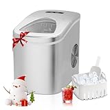 Techomey Maquina de Hielo, Maquina de Hacer Hielo, 12KG 24H, Maquina Hielo, Tiempo de Producción 6-13min, 2 Tamaños de Cubitos de Hielo, con Cuchara y Cesta para Cubitos de Hielo, 2.2L