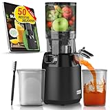 LEBENLANG Extractor de zumos y verduras - Incl. libro de recetas & gran abertura 130 mm I Perfecto para frutas enteras 100% libre de BPA I Licuadoras para batidos Slow Juicer machine prensado en frio