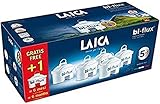 Pack de 6 filtros (5+1) bi-flux que mejoran el sabor del agua, reducen la cal y el cloro, compatibles con las jarras Laica y Brita entre otras. Cada filtro dura 150 litros o 1 mes.