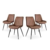 Mc Haus ENA Brown x4 - Pack de 4 sillas de Comedor, diseño nórdico y Vintage con Asiento Acolchado y Respaldo ergonómico, Color marrón