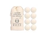 GUZHOME - Paquete de 8 XL, Bolas de Secado para Secadora, Lana de Oveja,100% Lana Natural, Secado Eficiente y Ecológico. Reutilizables, Suavizante, Antiarrugas, Ahorra Tiempo y Energía