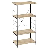 WOLTU Estantería de Cocina Estante para Microondas Estante de Baker Estante de Metal y Madera, con 4 Estantes Aprox.60 x 40 x 123,5 cm Roble + Negro