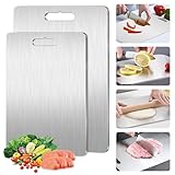 Tabla de Cortar de Titanio, 316 Tabla de Cocina Acero Inoxidable, Cutting Board de Grado Alimenticio de Doble Cara, para Cortar Carne Frutas Verduras, (34 cm x 23 cm)