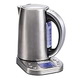 Hamilton Beach Professional - Hervidor de agua, 1.7 L, pantalla digital, 7 ajustes temperatura, mantenimiento calor, indicador de temperatura real, Sistema de Apagado Automático, Acero Inoxidable