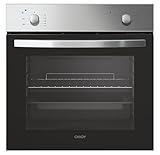 Candy Smart FCS 100 X/E, Horno Eléctrico, 70L, Ventilador de Enfriamiento, Cuba para Limpieza por Agua, 4 Funciones, 2 Mandos Mecánicos, Puerta Doble Cristal Desmontable, Clase A, Acero Inoxidable