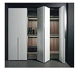 Kit de herrajes deslizantes para puertas tipo libro – Armario ropero, estantería plegable con bisagras amortiguadas Soft Indaux – 1 o 2 pares de puertas (1 par de puertas, bisagras de cuello recto