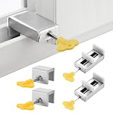 ZOCONE 4 Pack Cierre Ventana Corredera Seguridad Ventanas Vorrederas con 4 Llaves, Bloqueo Ventanas Correderas Ajustable Cerradura de Seguridad para Tope Ventana Corredera, Seguro Ventanas Niños