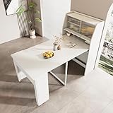 Mesa de comedor extensible, 52 x 132,5 x 80 x 76 cm, mesa extensible desechable, armario de almacenamiento para comedor, con espacio de almacenamiento, mesa de café, mesa multifunción que ahorra