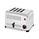 VERTES Tostadora Gastro 4 rebanadas eléctrica 2300W acero inoxidable (temporizador con campana, bandeja recogemigas, calentamiento separado del eje, 4 pies antideslizantes, 2 o 4 tostadas simultáneas)