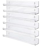 BELLE VOUS Estante Flotante Acrílico Transparente (Pack de 6) Repisas de Pared Decorativas - Estante para Cuadros para la Sala de Estar, Dormitorio, Cocina, Baño y Oficia - Baldas Pared Almacenaje