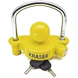 KRASER KR815 Bola Antirrobo Remolque, Candado Enganche con Cerradura Curva Alta Seguridad, Antirobo Caravana Facil Usar Coche Cierre Remolque Cepo Antirobo Trailer Universal Seguridad Parking