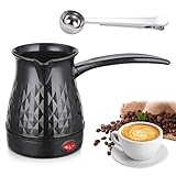 SPORWAY Cafetera espresso de inducción: cafetera turca con cuchara medidora de café, cafetera moca, cafetera expreso de 500 ml, cafetera de camping, cafetera moca, cafetera turca, elegante negro