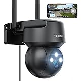 TOAIOHO 2K Cámara Vigilancia WiFi Exterior/Interior, Cámara Vigilancia, Visión Nocturna Colorida, Protección Completa de 360 °, Visión Nocturna, Audio Bidireccional, Alerta de Movimiento, Negro