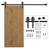 HOMCOM Herraje Puerta Corredera 200 cm Kit de Puerta Corredera de Madera Acero al Carbono Baño Cocina Dormitorio Negro
