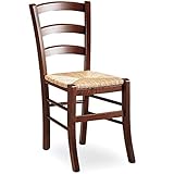 ZStyle Silla Venezia de madera de nogal, para restaurante, paja, agroturismo, cocina, casa, arte clásico (paja)