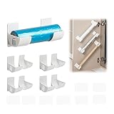 duozoanz Soporte Papel Aluminio Estantería Colgante - Autoadhesivo Organizador Estante Pared Almacenamiento con 4 Pares para Cocina Portarrollos Puerta Armarios Frigoríficos, Blanco