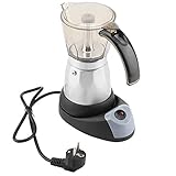 Cafetera Italiana 6 Tazas Espresso, Cafeteras Italianas Electrica Desmontable para el Hogar, Aleaciones y Materiales Plásticos, Fácil de Lavar, Moka Coffee Maker (480 W, 220 V, 300 ml) , Negro