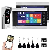 Sistema de intercomunicación de video, cámara de video WiFi con monitor de 7 pulgadas, timbre con cable 1080P, soporta entrada de tarjeta deslizante (silvery)