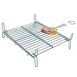 Parrilla doble de acero, rejilla para barbacoa, grill portátil con patas, asado de pescado, carne, ideal para jardín, camping, acampada, 35 x 40 cm