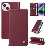 xinyunew Funda Samsung Galaxy J5 Prime, Funda de Cuero Genuino, Estuche Comercial de Cuero Duradero (magnético, Plegable, con Ranura para Tarjeta) para Samsung Galaxy J5 Prime- Rojo