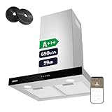 Ciarra CBCS6102 Campanas Extractora 60cm 650 m³/h - Control Táctil y Wifi - 4 Velocidades - Evacuación al Exterior y Recirculación Interna por Filtro de Carbón CBCF003 - Acero Inoxidable