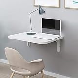 Shally Dogan Mesa de Pared Plegable de 60 x 40 cm de Madera, estantería de Pared Plegable, Ahorra Espacio, versátil, Escritorio para Ordenador, Mesa de Comedor, salón, salón, baño, Cocina (Blanco)