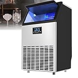 Máquina para fabricar hielo comercial, máquina para fabricar hielo de encimera para el hogar y la cocina, capacidad de almacenamiento de hielo de 15 kg, funcionamiento rápido,55KG/24H
