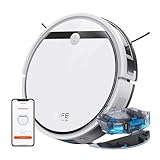 ILIFE V3x Aspiradora robótica, potente succión, limpieza diaria programada, ideal para suelos duros, pelos y alfombras de pelo bajo, aspiradora y fregona (blanco)