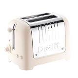 Dualit Lite Tostadora de Pan 2 Rebanadas - 1,1kW / Tuesta 60 Rebanadas en Una Hora – Pulido con Borde Blanco Lienzo Gran Brillo – Ajuste Bagel y Descongelar – Tostadora Ranura Ancha 36mm