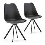 VS Venta-stock Set de 2 sillas Comedor Cross Estilo nórdico Negro, certificada por la SGS, 54 cm (Ancho) x 49 cm (Profundo) x 84 cm (Alto)
