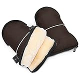 Warner Christ Baby - Calentador de manos de piel de cordero – Los guantes GLOVY son el manguito ideal para cochecito de bebé de piel médica, cálido universal e impermeable, en chocolate (marrón)