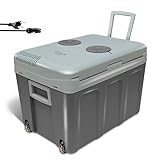 briebe Camp Nevera Portátil Eléctrica con Ruedas 40 Litros, Coche, Camping, Viaje 12V / 220V, Refrigera, Mantiene el Calor, Bajo Consumo, Gris, CF1155