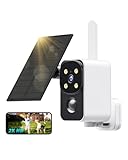 PESAIR Cámara Vigilancia WiFi Exterior Solar, 2K Camaras de Vigilancia WiFi sin Cables, Panorámica de 180°, Visión Nocturna en Color, Detección de Movimiento Humano PIR, Audio Bidireccional