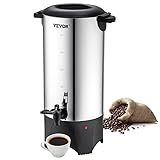 VEVOR Cafetera Comercial para 50 Tazas Urna para Cafetera 1000W 220V Cafetera Eléctrica Urna Para Preparación Rápida Urna de Agua Caliente con Cable de Corriente Desmontable de Acero Inoxidable