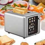 CYTBEK Tostadora Digital, Tostadora Inteligente, Máquina De Desayuno Multifuncional con Pantalla, 6 Tipos De Pan Y 6 Configuraciones De Sombra, Tostadora con Ranuras Anchas, Tostadora para Hacer