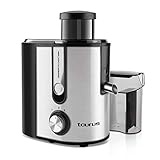 Taurus Pro Compact - Licuadora para verduras y frutas centrífuga, 600 W, entrada 65 mm, filtro de inox extraíble, 2 velocidades, jarra 350 ml, depósito extraíble de pulpa 1.2 L