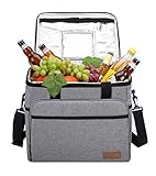 ALLCAMP 30L Bolsa Isotermica de Almuerzo Nevera Portatil para Alimentos Frutas,Porta de Comida con Forro Plástico Aislamiento Térmico,Genial para Playa,Picnic,Camping,Barbacoa Gris