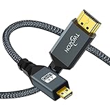 Twozoh - Cable micro HDMI a HDMI 3M 4k, HDMI de alta velocidad a Micro HDMI 2.0 trenzado compatible con 3D 4K 60Hz 1080p para GoPro Hero 7, cámara Sony, Raspberry Pi 4, Nikon B500